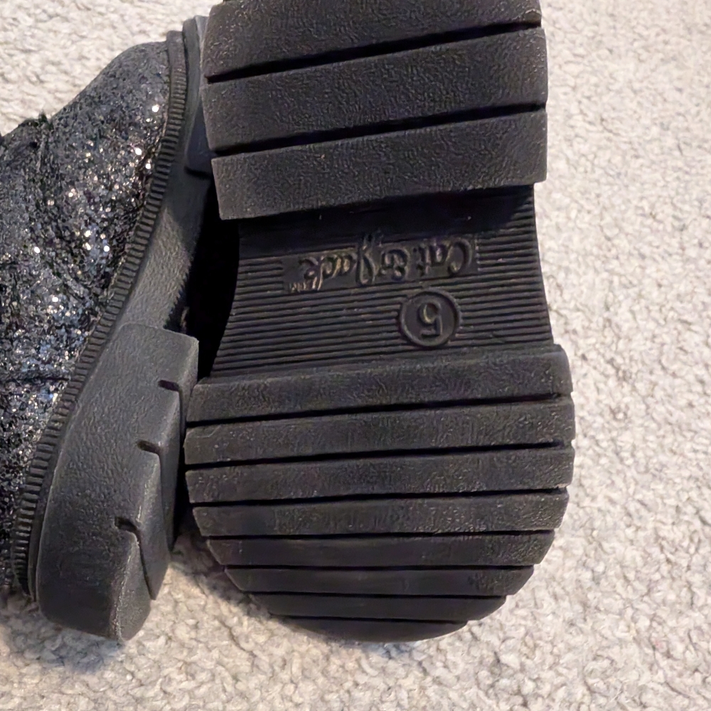 3 For $18 Cat & Jack Glittery Black Kids Boots - Picture 10 of 11